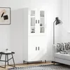 Image de Buffet Haut Blanc 69,5x34x180 Cm Bois D'ingénierie Vidaxl