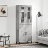Image de Buffet Haut Gris Béton 69,5x34x180 Cm Bois D'ingénierie Vidaxl