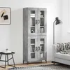 Image de Buffet Haut Gris Béton 69,5x34x180 Cm Bois D'ingénierie Vidaxl
