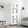 Image de Buffet Haut Blanc 69,5x34x180 Cm Bois D'ingénierie Vidaxl