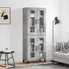 Image de Buffet Haut Gris Béton 69,5x34x180 Cm Bois D'ingénierie Vidaxl
