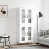 Image de Buffet Haut Blanc 69,5x34x180 Cm Bois D'ingénierie Vidaxl