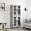 Image de Buffet Haut Gris Béton 69,5x34x180 Cm Bois D'ingénierie Vidaxl