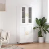 Image de Buffet Haut Blanc 69,5x34x180 Cm Bois D'ingénierie Vidaxl