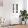 Image de Buffet Haut Blanc 69,5x34x180 Cm Bois D'ingénierie Vidaxl