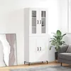Image de Buffet Haut Blanc 69,5x34x180 Cm Bois D'ingénierie Vidaxl
