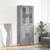 Image de Buffet Haut Gris Béton 69,5x34x180 Cm Bois D'ingénierie Vidaxl