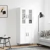 Image de Buffet Haut Blanc 69,5x34x180 Cm Bois D'ingénierie Vidaxl