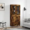 Image de Buffet Haut Chêne Fumé 69,5x34x180 Cm Bois D'ingénierie Vidaxl