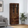 Image de Buffet Haut Chêne Fumé 69,5x34x180 Cm Bois D'ingénierie Vidaxl