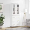 Image de Buffet Haut Blanc 69,5x34x180 Cm Bois D'ingénierie Vidaxl