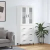 Image de Buffet Haut Blanc 69,5x34x180 Cm Bois D'ingénierie Vidaxl