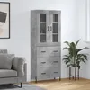 Image de Buffet Haut Gris Béton 69,5x34x180 Cm Bois D'ingénierie Vidaxl
