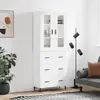 Image de Buffet Haut Blanc 69,5x34x180 Cm Bois D'ingénierie Vidaxl