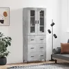 Image de Buffet Haut Gris Béton 69,5x34x180 Cm Bois D'ingénierie Vidaxl