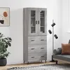 Image de Buffet Haut Sonoma Gris 69,5x34x180 Cm Bois D'ingénierie Vidaxl