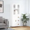 Image de Buffet Haut Blanc 69,5x34x180 Cm Bois D'ingénierie Vidaxl