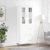 Image de Buffet Haut Blanc 69,5x34x180 Cm Bois D'ingénierie Vidaxl