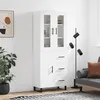 Image de Buffet Haut Blanc 69,5x34x180 Cm Bois D'ingénierie Vidaxl