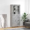 Image de Buffet Haut Gris Béton 69,5x34x180 Cm Bois D'ingénierie Vidaxl