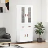 Image de Buffet Haut Blanc 69,5x34x180 Cm Bois D'ingénierie Vidaxl