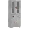 Image de Buffet Haut Gris Béton 69,5x34x180 Cm Bois D'ingénierie Vidaxl