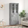 Image de Buffet Haut Gris Béton 69,5x34x180 Cm Bois D'ingénierie Vidaxl