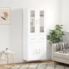 Image de Buffet Haut Blanc 69,5x34x180 Cm Bois D'ingénierie Vidaxl