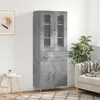 Image de Buffet Haut Gris Béton 69,5x34x180 Cm Bois D'ingénierie Vidaxl
