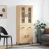 Image de Buffet Haut Chêne Sonoma 69,5x34x180 Cm Bois D'ingénierie Vidaxl