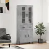 Image de Buffet Haut Gris Béton 69,5x34x180 Cm Bois D'ingénierie Vidaxl