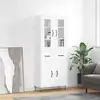 Image de Buffet Haut Blanc 69,5x34x180 Cm Bois D'ingénierie Vidaxl