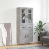 Image de Buffet Haut Gris Béton 69,5x34x180 Cm Bois D'ingénierie Vidaxl