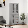 Image de Buffet Haut Sonoma Gris 69,5x34x180 Cm Bois D'ingénierie Vidaxl