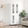Image de Buffet Haut Blanc 69,5x34x180 Cm Bois D'ingénierie Vidaxl