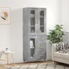 Image de Buffet Haut Gris Béton 69,5x34x180 Cm Bois D'ingénierie Vidaxl