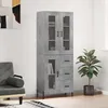 Image de Buffet Haut Gris Béton 69,5x34x180 Cm Bois D'ingénierie Vidaxl