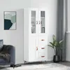 Image de Buffet Haut Blanc 69,5x34x180 Cm Bois D'ingénierie Vidaxl