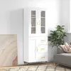 Image de Buffet Haut Blanc 69,5x34x180 Cm Bois D'ingénierie Vidaxl
