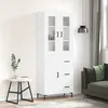 Image de Buffet Haut Blanc 69,5x34x180 Cm Bois D'ingénierie Vidaxl