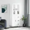 Image de Buffet Haut Blanc 69,5x34x180 Cm Bois D'ingénierie Vidaxl