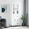 Image de Buffet Haut Blanc Brillant 69,5x34x180 Cm Bois D'ingénierie Vidaxl