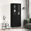 Image de Buffet Haut Noir 69,5x34x180 Cm Bois D'ingénierie Vidaxl