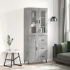 Image de Buffet Haut Gris Béton 69,5x34x180 Cm Bois D'ingénierie Vidaxl