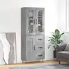 Image de Buffet Haut Gris Béton 69,5x34x180 Cm Bois D'ingénierie Vidaxl
