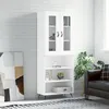 Image de Buffet Haut Blanc 69,5x34x180 Cm Bois D'ingénierie Vidaxl