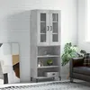 Image de Buffet Haut Gris Béton 69,5x34x180 Cm Bois D'ingénierie Vidaxl