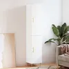Image de Buffet Haut Blanc Brillant 34,5x34x180 Cm Bois D'ingénierie Vidaxl