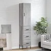 Image de Buffet Haut Sonoma Gris 34,5x34x180 Cm Bois D'ingénierie Vidaxl