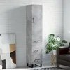 Image de Buffet Haut Gris Béton 34,5x34x180 Cm Bois D'ingénierie Vidaxl